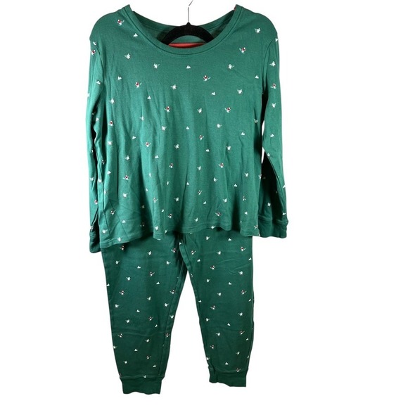 Wondershop Target Womens Pajama Set XL Green Skier Print Long Sleeve Sleepwear - Picture 1 of 13